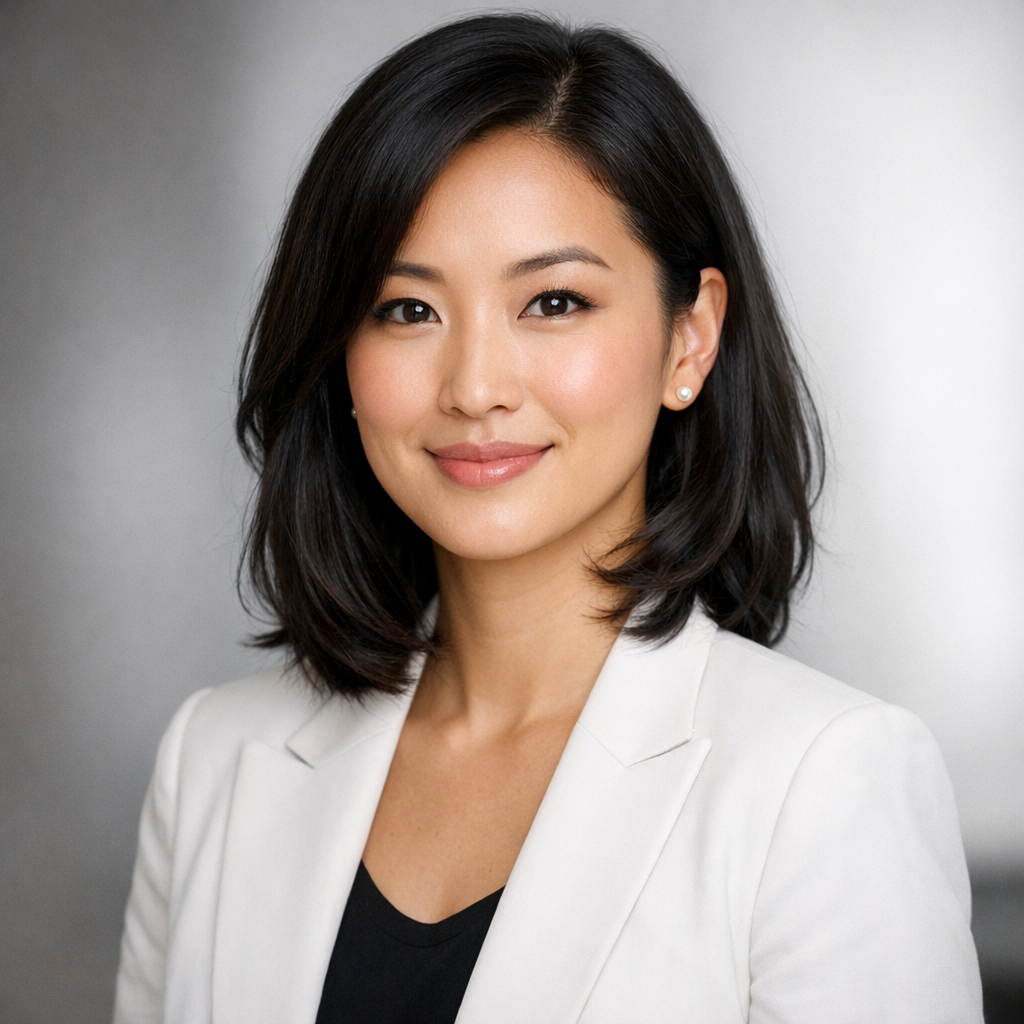 Professional headshot of Jessica Park in simple, elegant attire