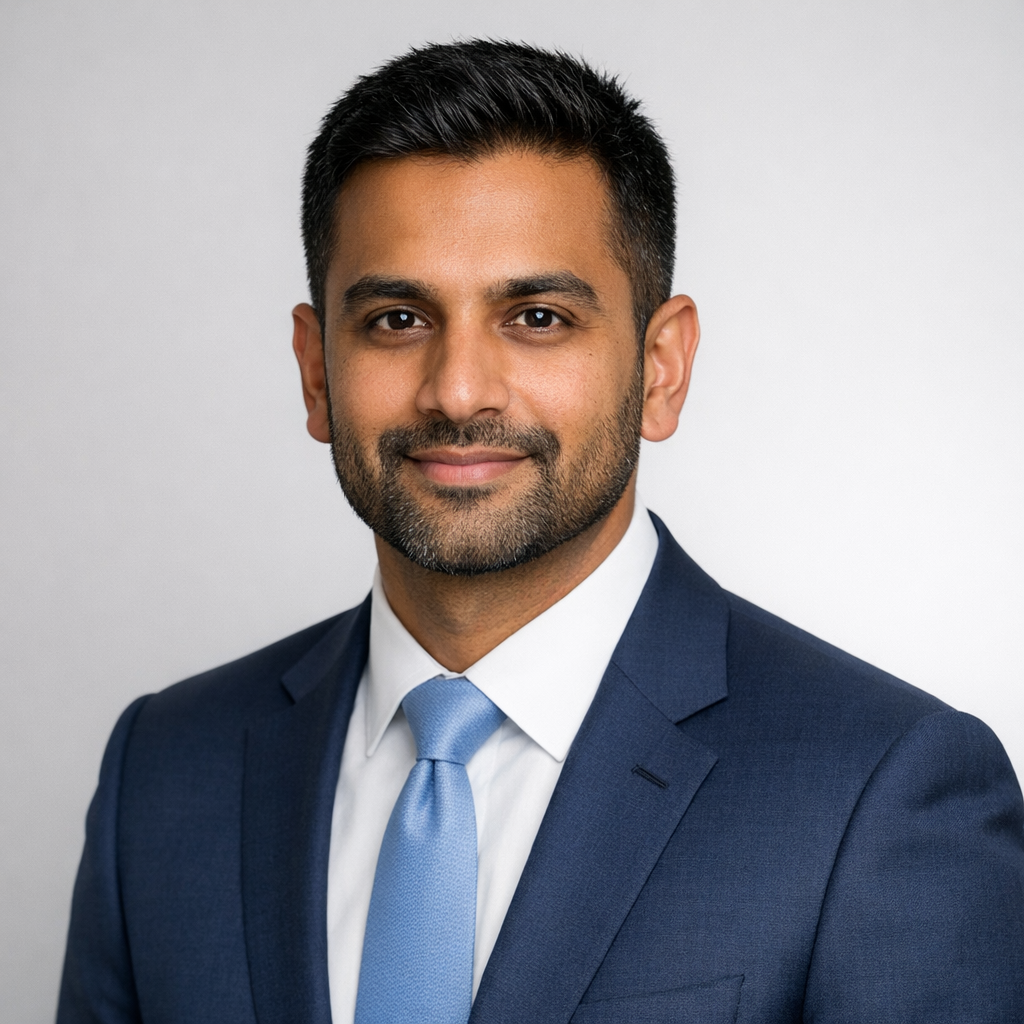 Professional headshot of Kevin Patel with straightforward, minimalist composition